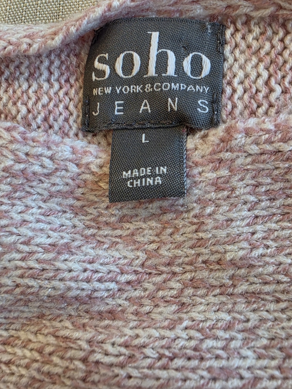 New York & Company Soho Pink Marled Crewneck Sweater